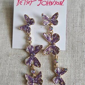Betsey Johnson Rhinestone Butterfly Earrings